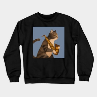 Musical Cat with Saxophone Crewneck Sweatshirt